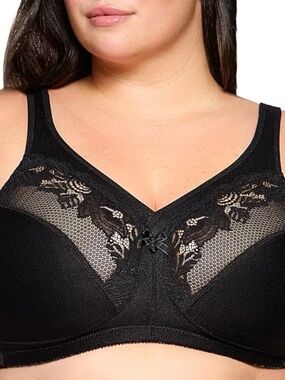 Glamorise Full Figure Plus Size MagicLift Minimizer Bra Wirefree #1003 Black